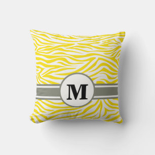 Almofada Zebra Safari Amarela ouro com Monograma