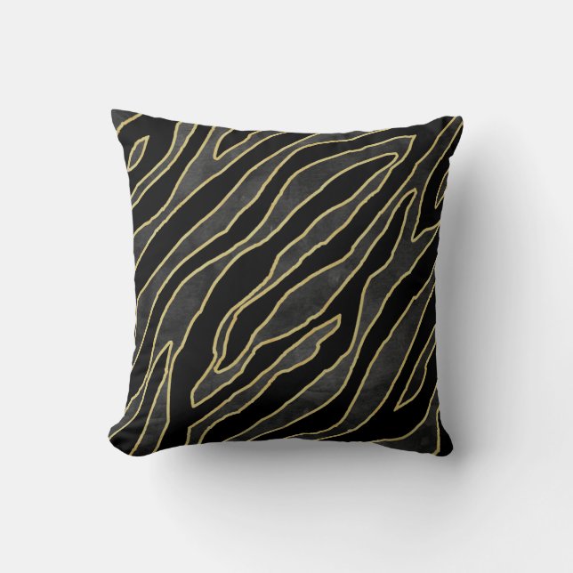 Almofada Zebra Stripes: Abstrato Monocromo Sem Costura. (Frente)