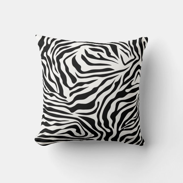 Almofada Zebra Stripes Impressão Animal Selvagem Preta E Br (Frente)