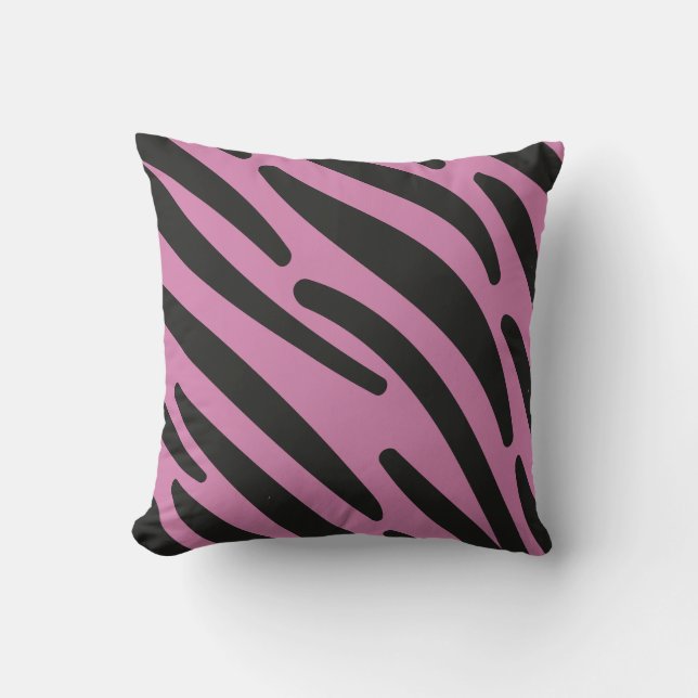 Almofada Zebra Stripes Pink Black Selvagem (Frente)
