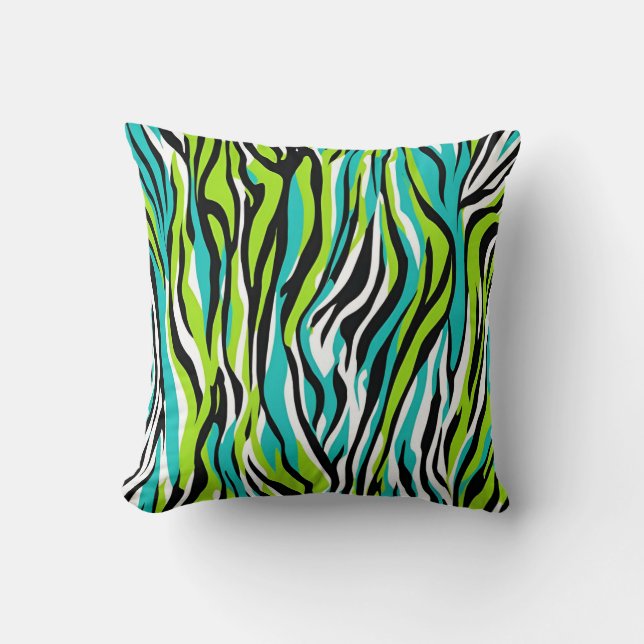 Almofada Zebra Strips Animal Imprimir Azul Azul (Frente)