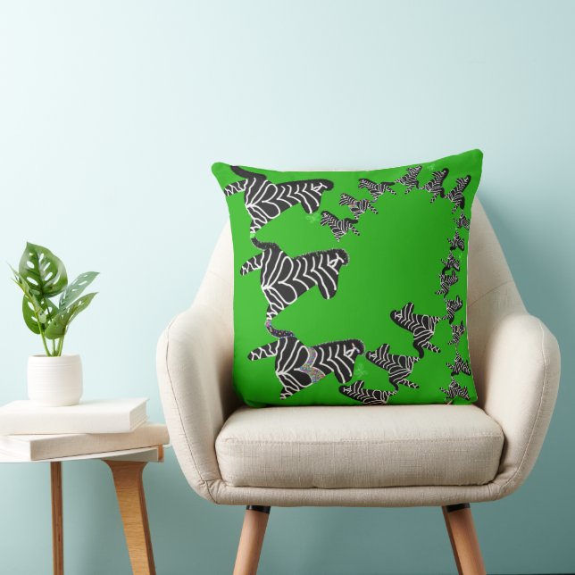 Almofada Zebra verde selvagem moderna (Cadeira)