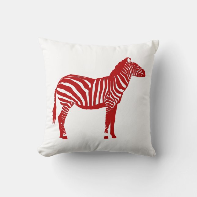 Almofada Zebra - Vermelho profundo e branco (Frente)