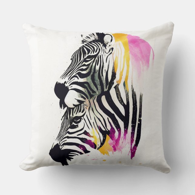 Almofada Zebra Wild Nature - Pintura De Cores De Animais (Frente)