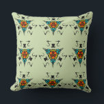 Almofada "Zen Tribal Totem"<br><div class="desc">High-quality seamless pattern featuring intricate tribal motifs and vibrant geometric shapes on a calming green background. A sophisticated and modern design perfect for professional home decor and lifestyle products."</div>