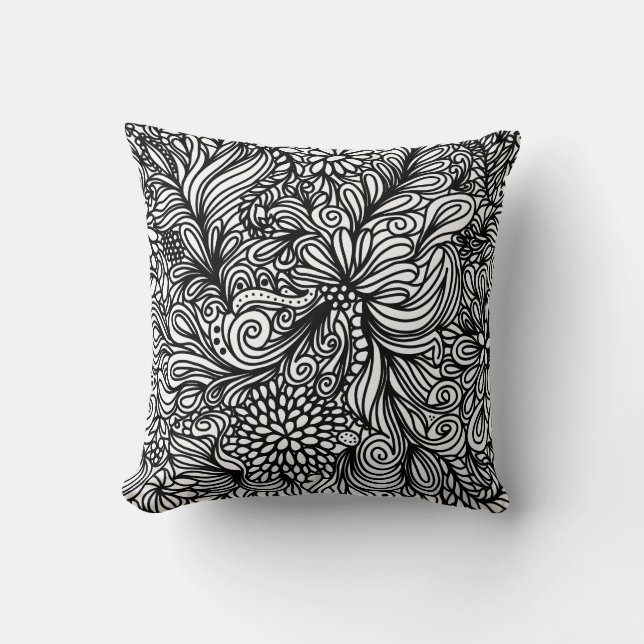 Almofada Zentangle flower and paisley doodle design (Frente)