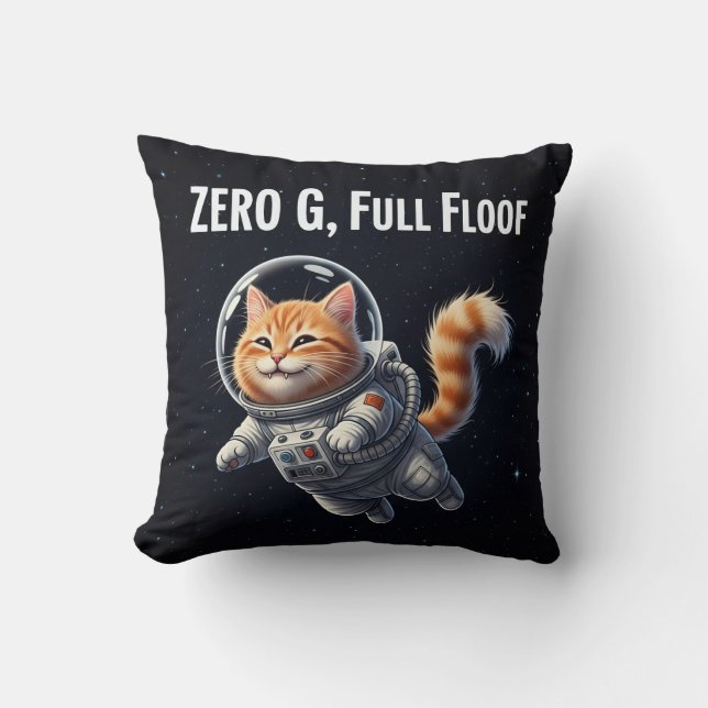 Almofada Zero G, Pelo Farto! Adorável Gata Espacial (Frente)