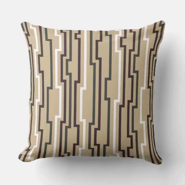Almofada Zig Zag Beige Tan Throw Pillow (Frente)