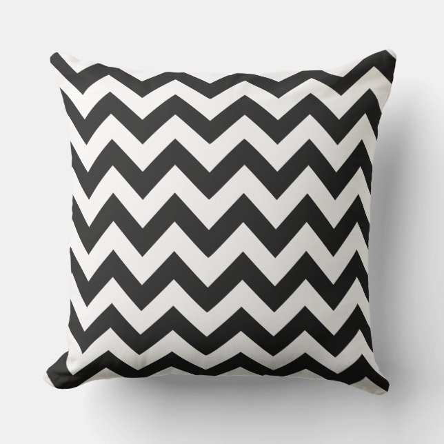Almofada Zig Zag Black & White Striped Outdoor Decor (Frente)