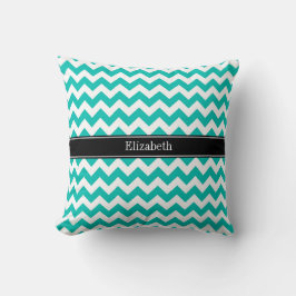 Almofada Zigue-Zague Chevron Branco Verde Nome Monograma