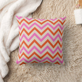 Almofada Zigue-zague em Chevron Herringbone Rosa e Laranja 