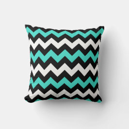 Almofada Zigzag Azul Turquesa Preto Branco