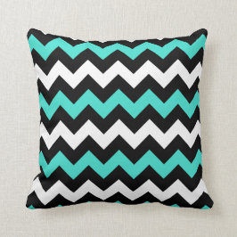 Almofada Zigzag Azul Turquesa Preto Branco