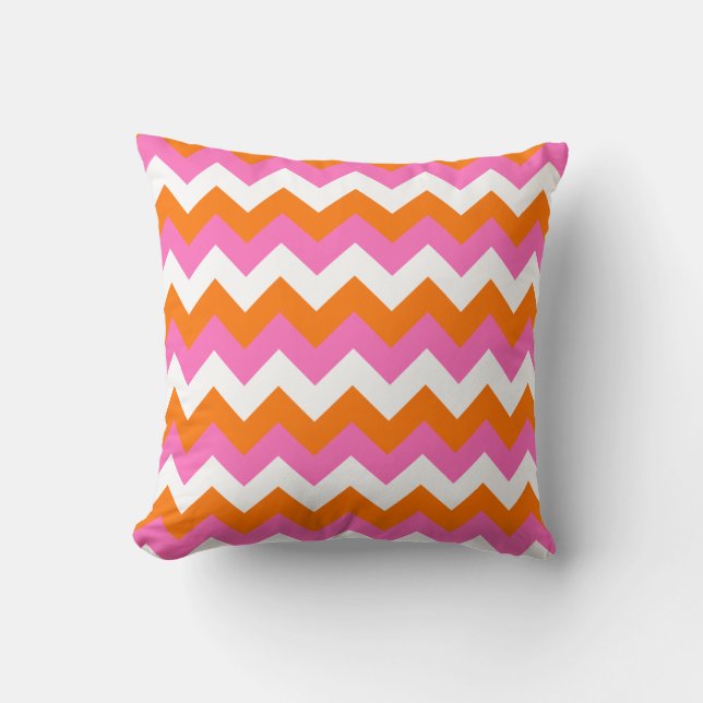 Almofada Zigzag Branco e Laranja Rosa (Frente)