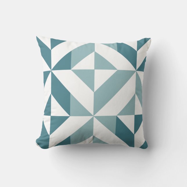 Almofada ZigZag Geométrico com Duas Pontas Verde Teal (Frente)