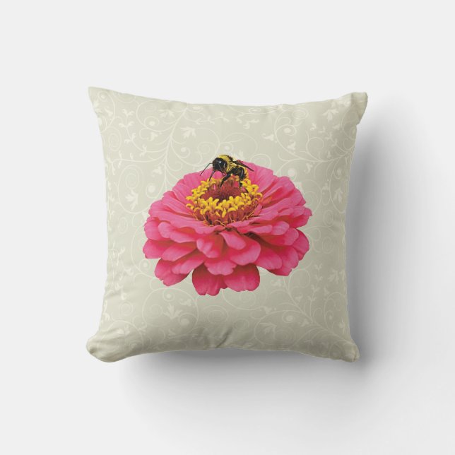 Almofada Zinnia e a Abelha (Frente)