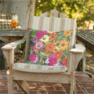 Almofada Zinnia Flower Garden Floral