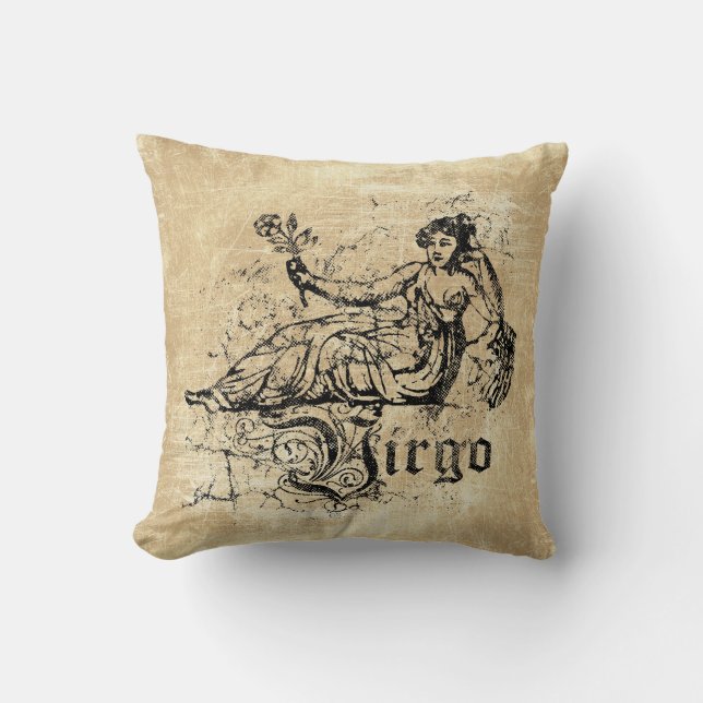 Almofada Zodíaco Virgem Vintage (Frente)