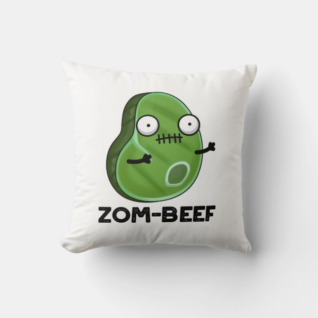 Almofada Zom-beef Dia de as Bruxas engraçado Zombie Carnes  (Frente)