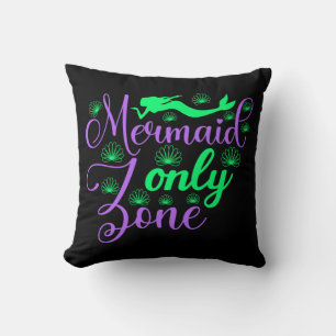 Almofada Zona Somente Sereia em Neon Verde e Roxo