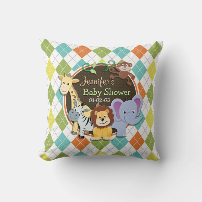 Almofada Zoo Animais em Argyle Colorida (Frente)