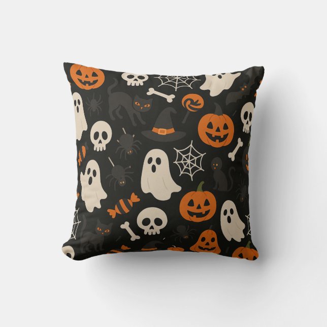 Almofadas com imagens de vários padrões de Hallowe (Frente)