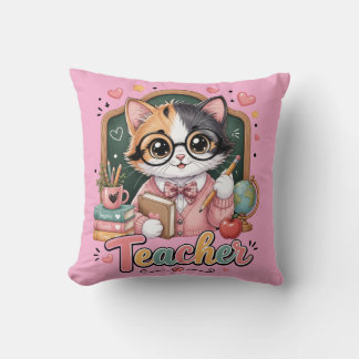 Almofadas Cor-de-Rosa Professor Gatinho Fofo