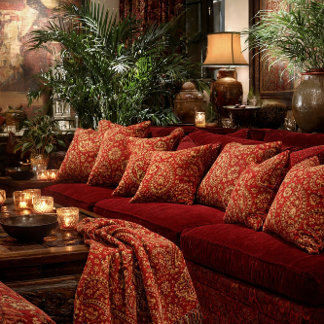 Almofadas de Designer Paisley Vermelho e Dourado -