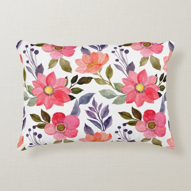 Almofadas de lançamento com padrão floral elegante (Frente)