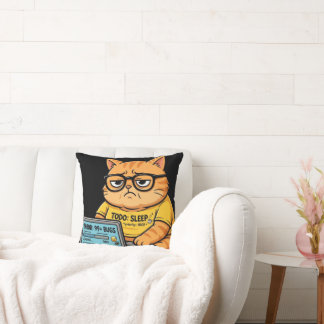 Almofadas Divertidas de Gato Laranja Programador