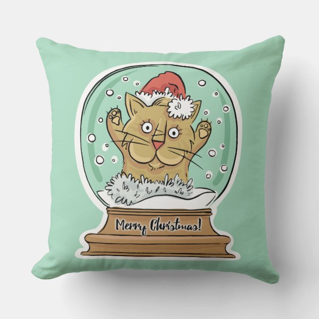 Almofadas engraçadas de Natal de gato fofo (Frente)
