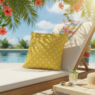 Almofadas Externas Amarelas   Impressão de Bolinha