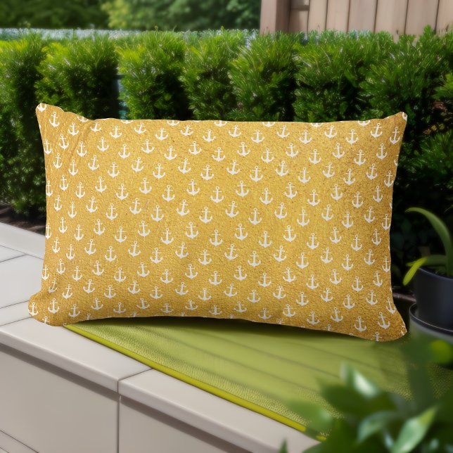 Almofadas Externas Amarelas para Região Lombar - D (Yellow Outdoor Lumbar Pillow: Nautical Glam for Summer Vibes! ⚓️✨)