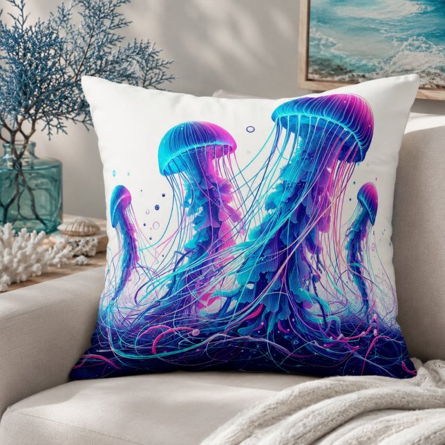 Almofadas Iluminadas de Água-viva: Oceano Radiante (Glowing Ocean: Jellyfish Inspired Throw Pillows)