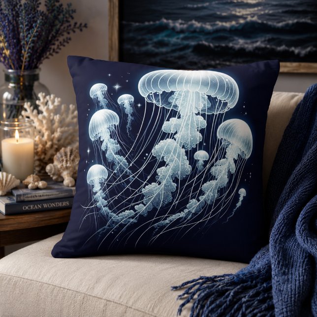 Almofadas Iluminadas de Água-viva: Oceano Radiante (Glowing Ocean: Jellyfish Inspired Throw Pillows)