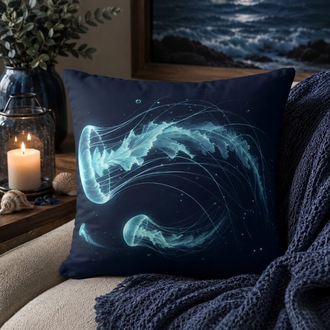 Almofadas Iluminadas de Água-viva: Oceano Radiante (Glowing Ocean: Jellyfish Inspired Throw Pillows)