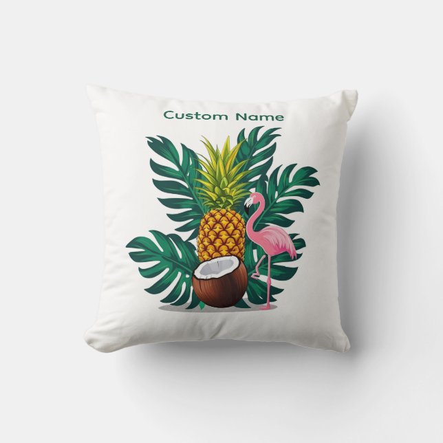 Almofadas Modernas de Flamingo Tropical (Frente)