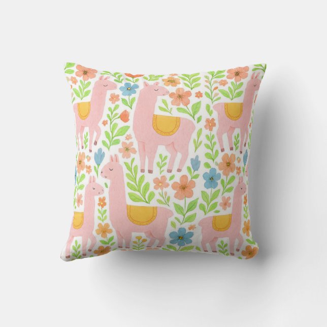 Almofadas Pink Lllamas & Design Floral - Personali (Verso)
