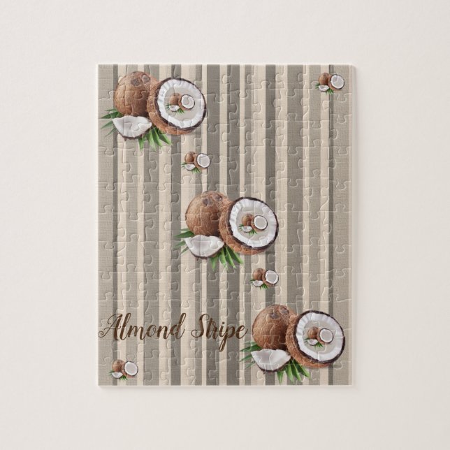 Almond Brown Stripe Jigsee Quebra-cabeça Daisy (Vertical)