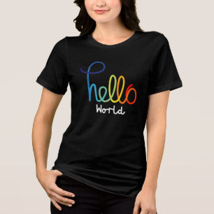 Alô Colorido Mundo Camiseta em três blendas femini