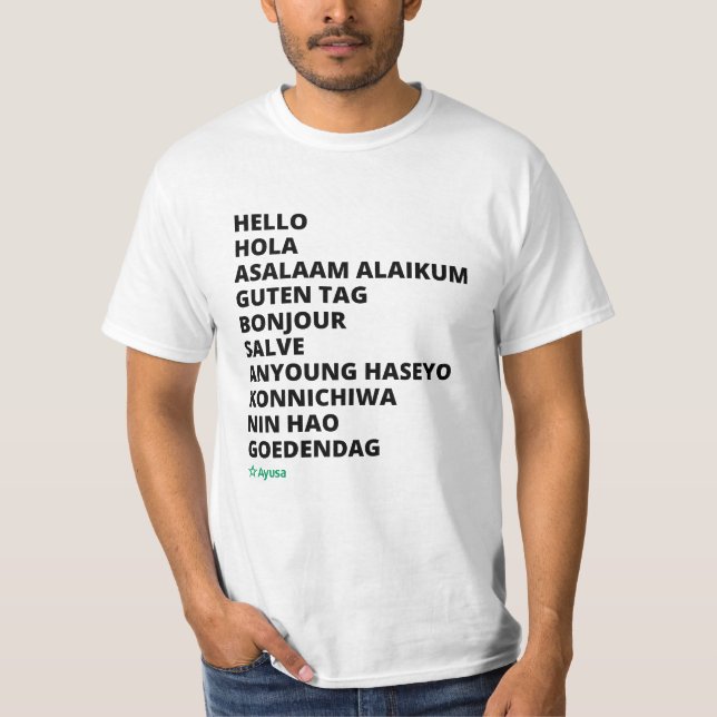 Alô em diferentes línguas Ayusa T-Shirt (Frente)