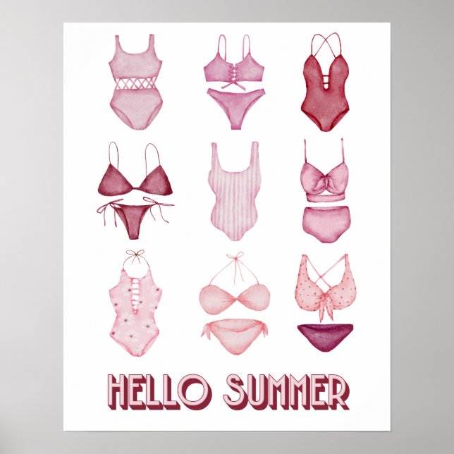 Alô, roupas de banho de verão, Poster de arte, ver (Frente)