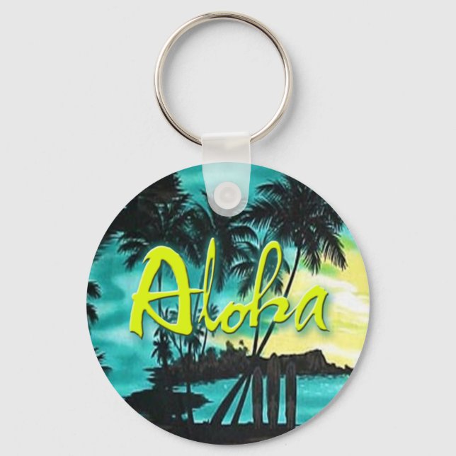 Aloha Aqua Sunset Chaveiro (Frente)