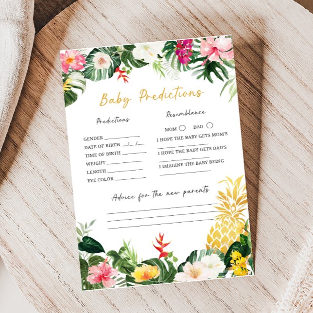 Aloha Baby Pineapple Baby Shower Predictions Game (Aloha Baby Shower Game)