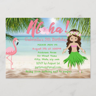 Aloha Beach Girls Luau Convite de aniversário