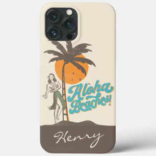 Aloha Beaches Hula Girl Hawaii Retro