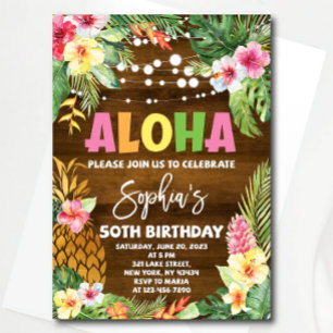 Aloha Birthday Convite modelo havaiano Birthd