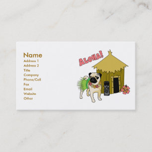 Aloha! Cartões de visitas Hawaiian Pug personalizá