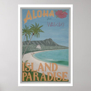 ALOHA do impressão de Waikiki (12" x18")
