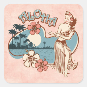 Aloha etiqueta da menina de Hula